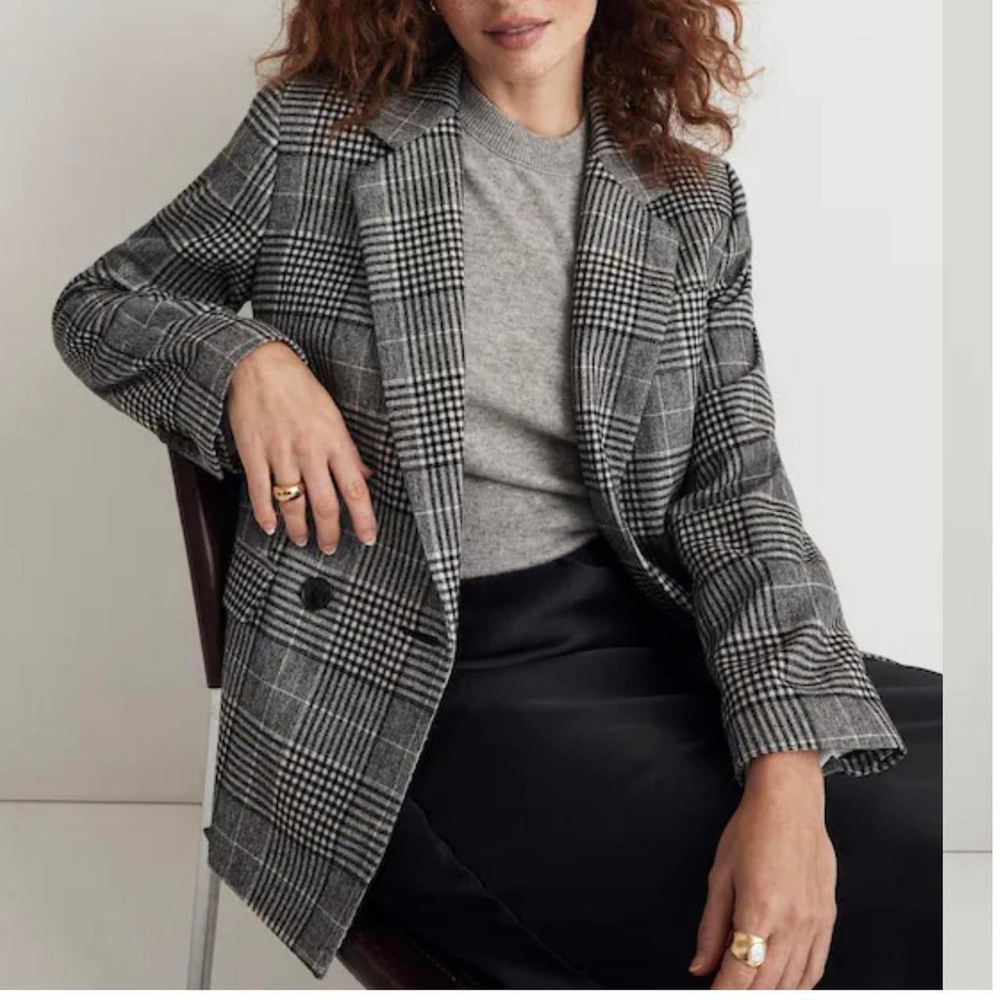 Madewell Recycled Wool Blend The Rosedale Blazer in Kelly Glen Plaid - Size 4